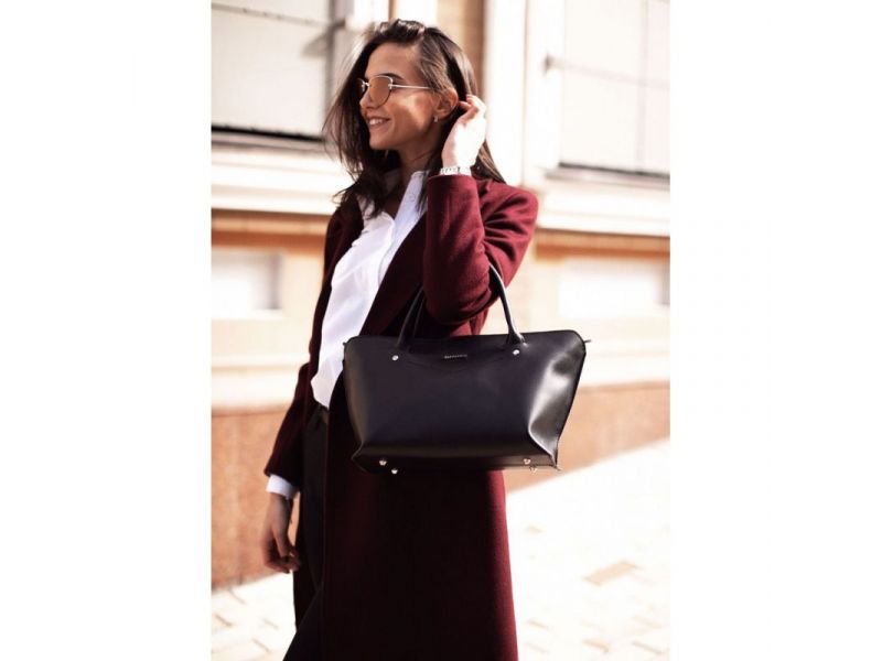 Женская кожаная сумка Midi черная, фото 10