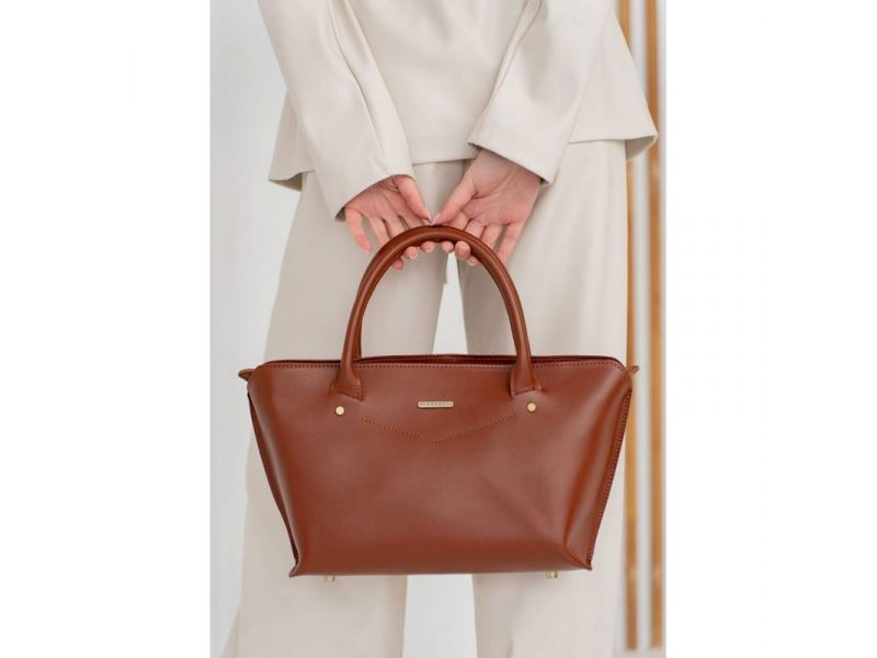 Женская кожаная сумка Midi светло-коричневая, фото 9