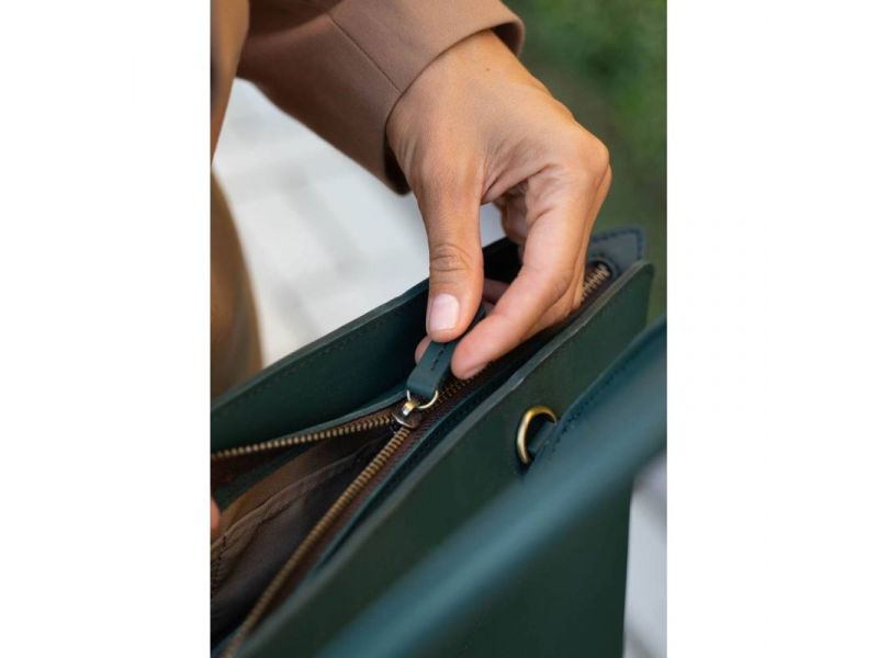 Женская кожаная сумка Midi зеленая, фото 10