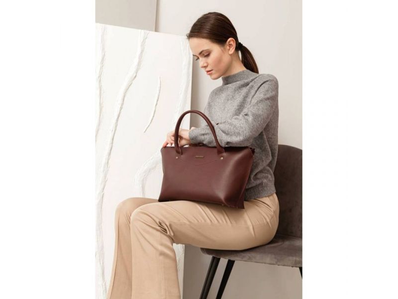 Женская кожаная сумка Midi бордовая, фото 1