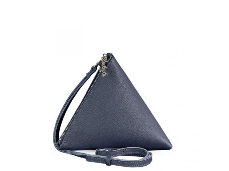Кожаная женская сумка-косметичка Пирамида синяя, фото 10