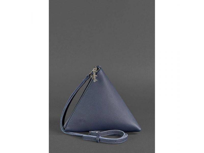Кожаная женская сумка-косметичка Пирамида синяя, фото 2