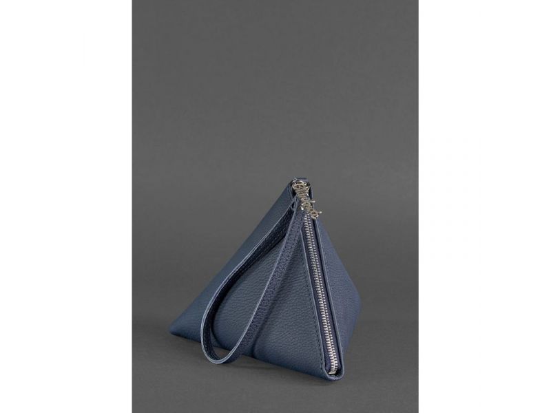 Кожаная женская сумка-косметичка Пирамида синяя, фото 3