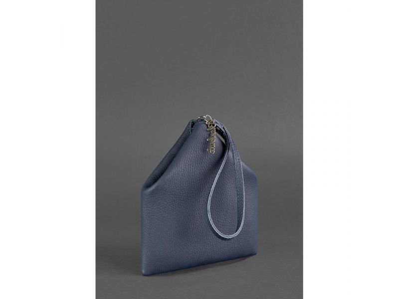 Кожаная женская сумка-косметичка Пирамида синяя, фото 5