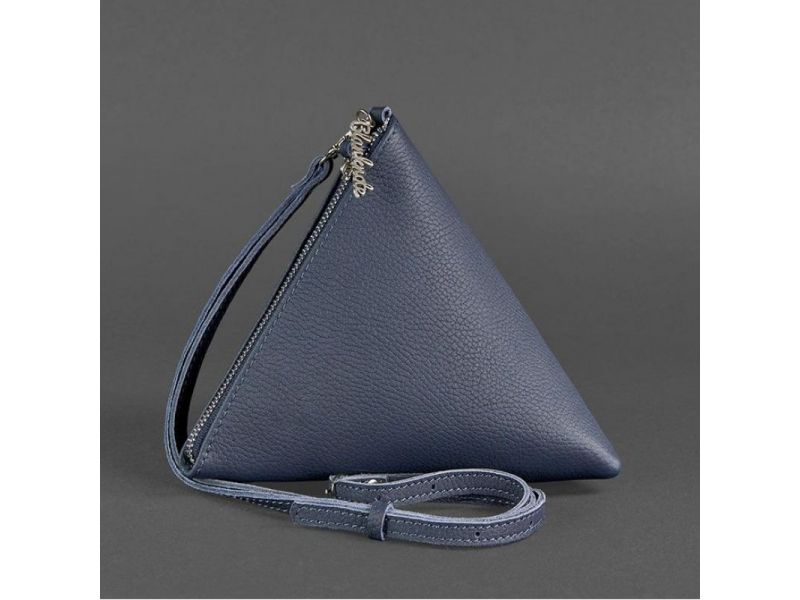 Кожаная женская сумка-косметичка Пирамида синяя, фото 9