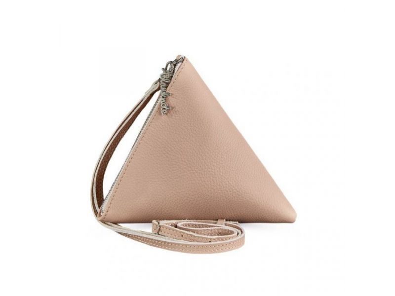 Кожаная женская сумка-косметичка Пирамида светло-бежевая, фото 10