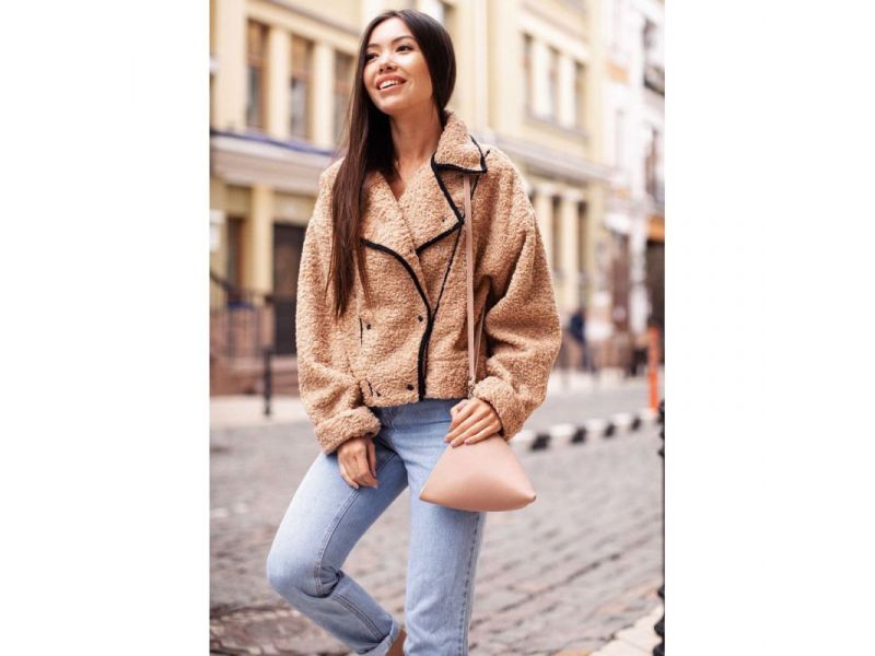 Кожаная женская сумка-косметичка Пирамида светло-бежевая, фото 8