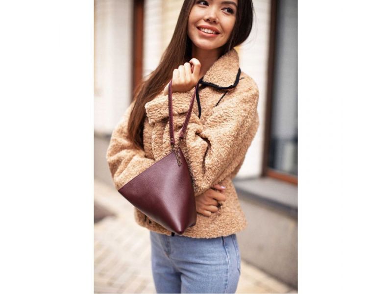 Кожаная женская сумка-косметичка Пирамида Марсала, фото 1