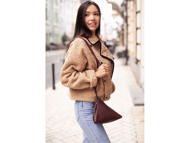 Кожаная женская сумка-косметичка Пирамида Марсала, фото 10