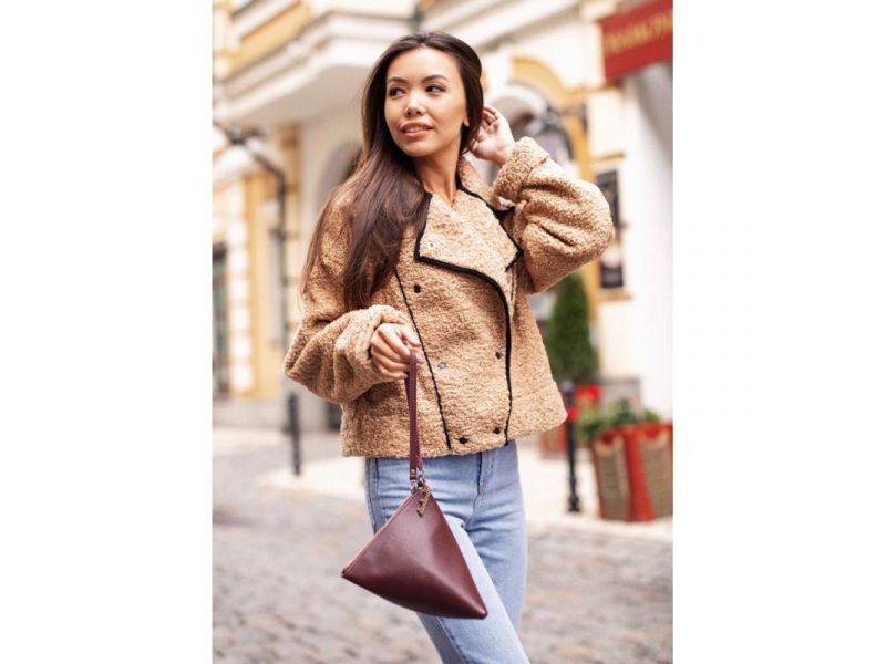 Кожаная женская сумка-косметичка Пирамида Марсала, фото 6