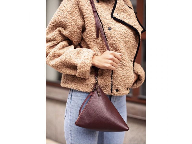 Кожаная женская сумка-косметичка Пирамида Марсала, фото 7