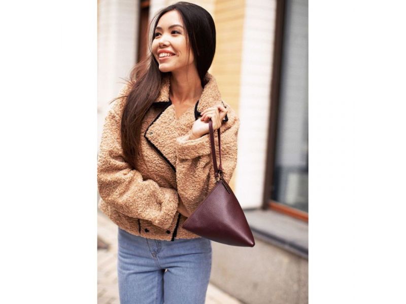 Кожаная женская сумка-косметичка Пирамида Марсала, фото 8