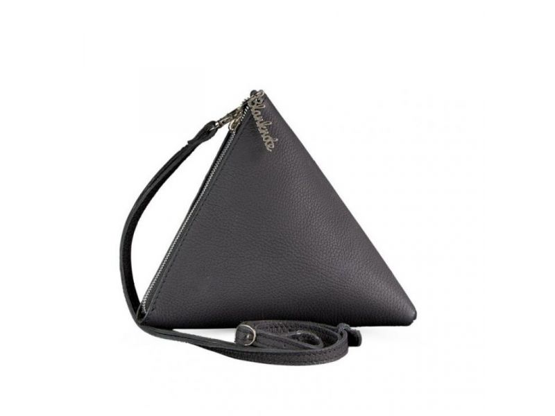 Кожаная женская сумка-косметичка Пирамида черная, фото 10