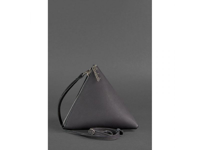 Кожаная женская сумка-косметичка Пирамида черная, фото 2