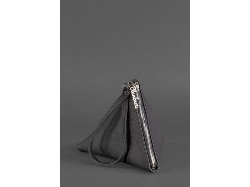 Кожаная женская сумка-косметичка Пирамида черная, фото 3