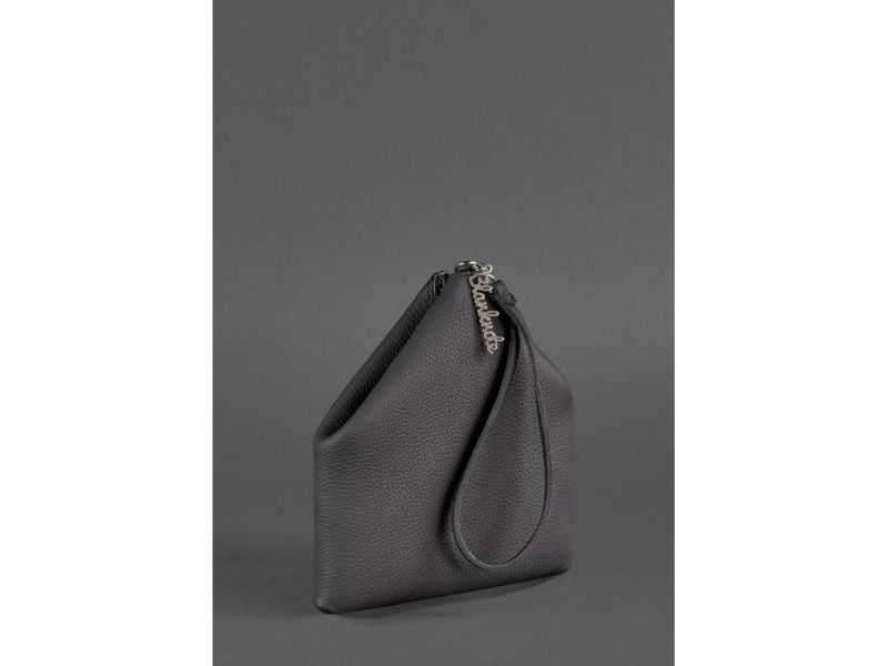 Кожаная женская сумка-косметичка Пирамида черная, фото 5