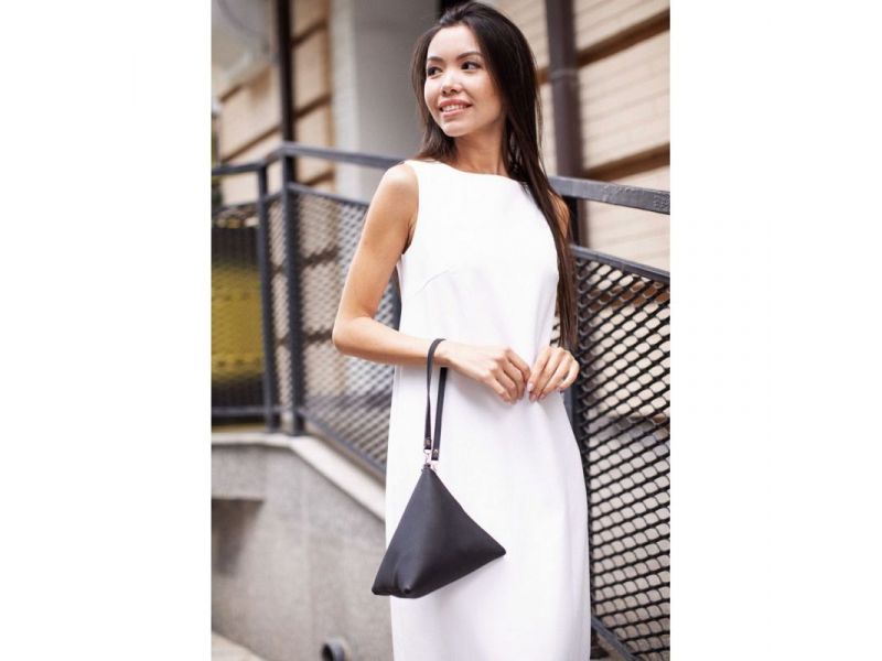 Кожаная женская сумка-косметичка Пирамида черная, фото 6