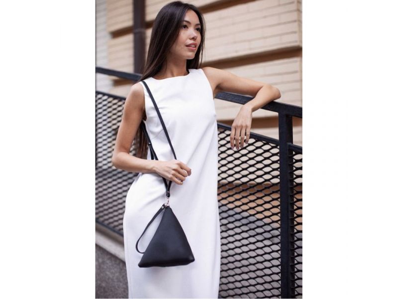 Кожаная женская сумка-косметичка Пирамида черная, фото 8