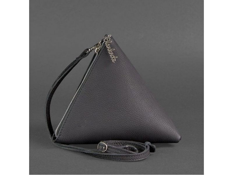 Кожаная женская сумка-косметичка Пирамида черная, фото 9