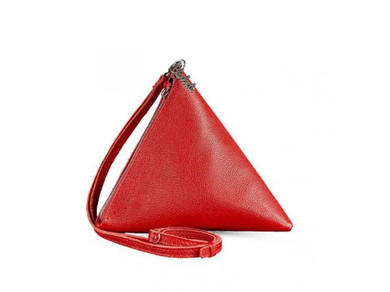 Кожаная женская сумка-косметичка Пирамида красная, фото 10