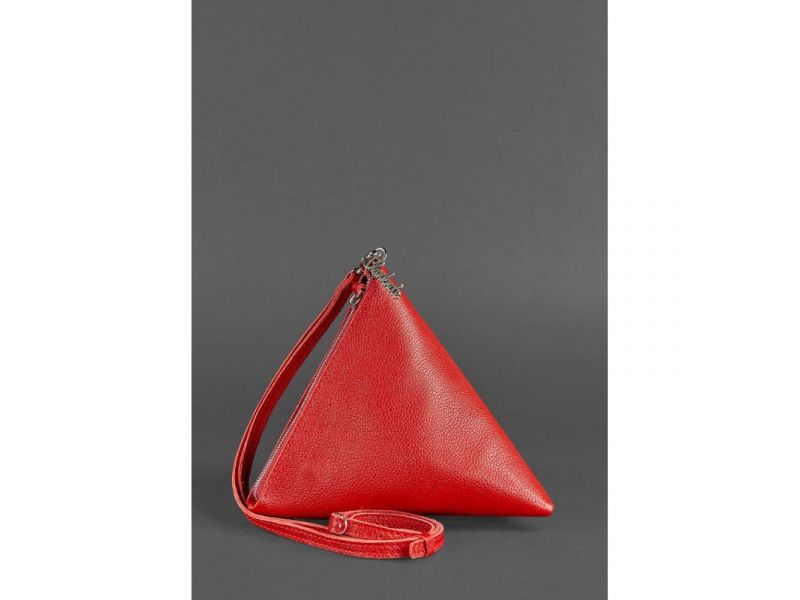 Кожаная женская сумка-косметичка Пирамида красная, фото 2