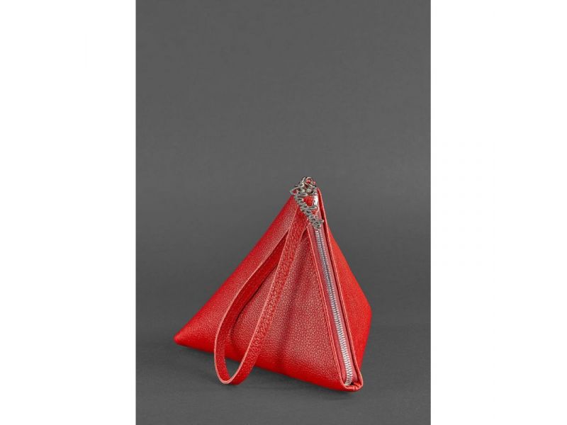 Кожаная женская сумка-косметичка Пирамида красная, фото 3