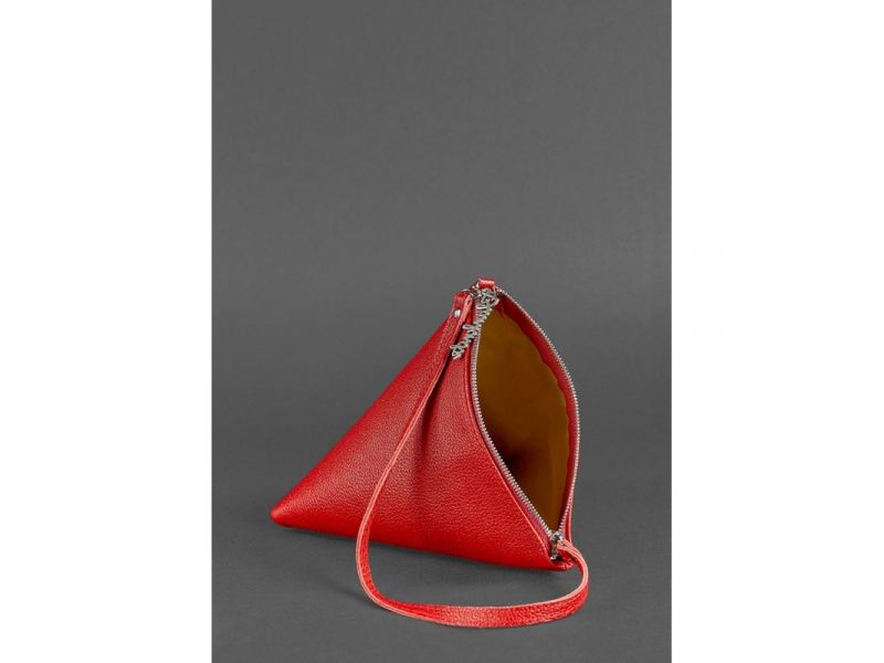 Кожаная женская сумка-косметичка Пирамида красная, фото 4