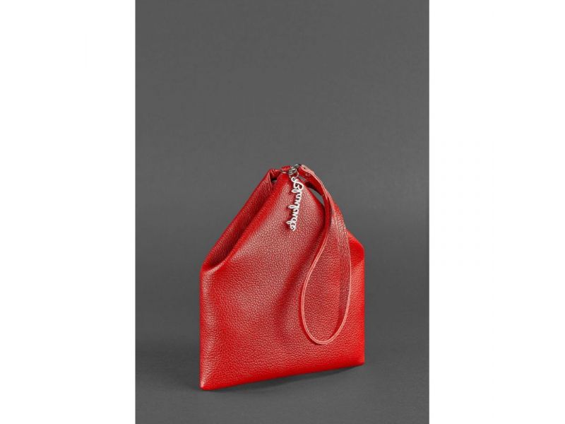 Кожаная женская сумка-косметичка Пирамида красная, фото 5