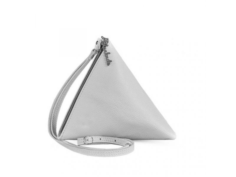 Кожаная женская сумка-косметичка Пирамида белая, фото 10