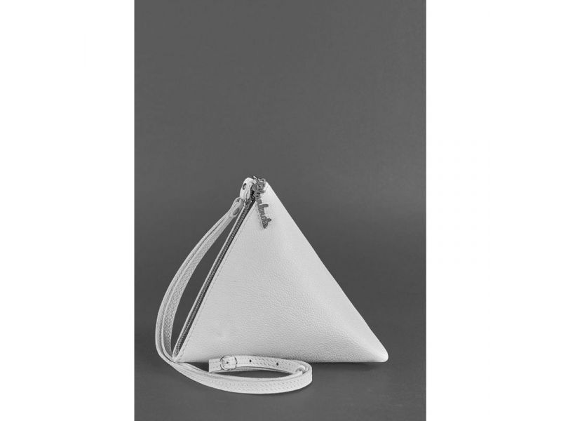Кожаная женская сумка-косметичка Пирамида белая, фото 2