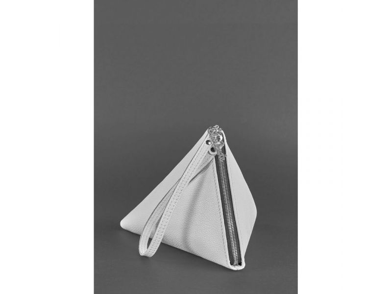 Кожаная женская сумка-косметичка Пирамида белая, фото 3