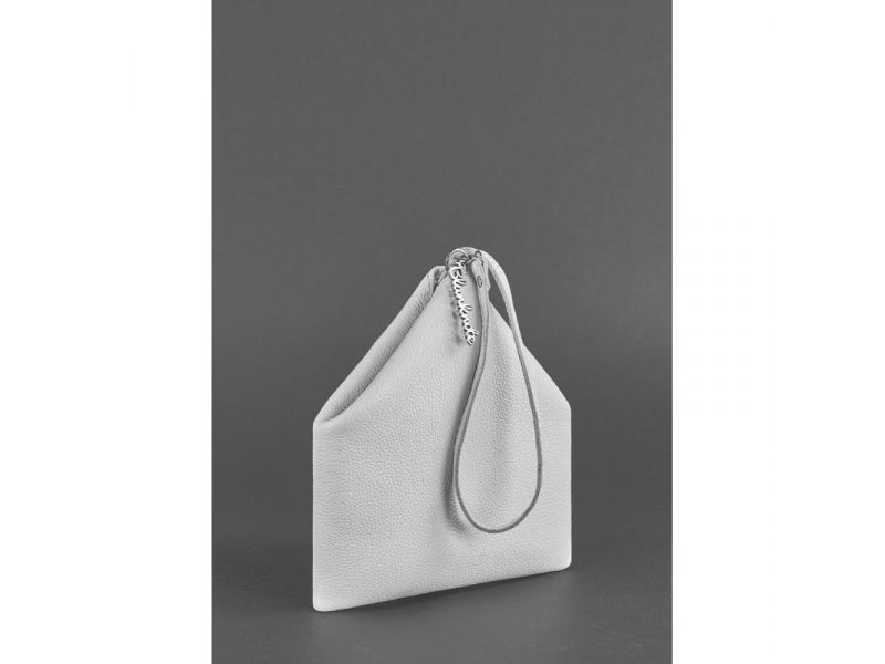 Кожаная женская сумка-косметичка Пирамида белая, фото 5