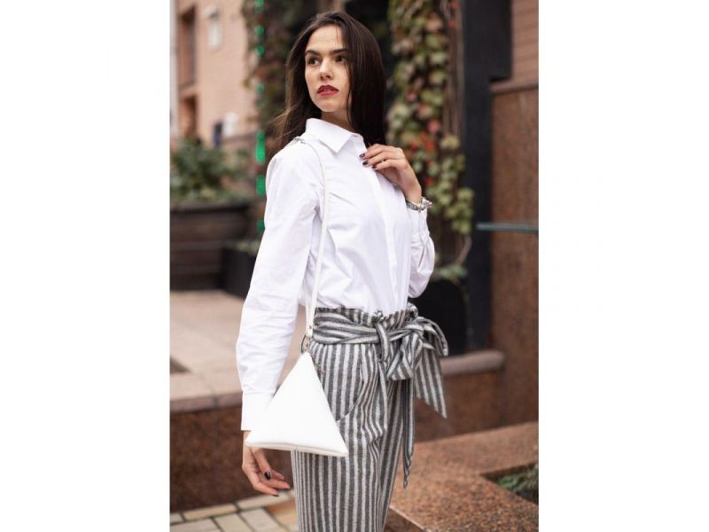 Кожаная женская сумка-косметичка Пирамида белая, фото 8