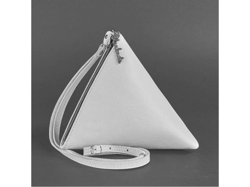 Кожаная женская сумка-косметичка Пирамида белая, фото 9