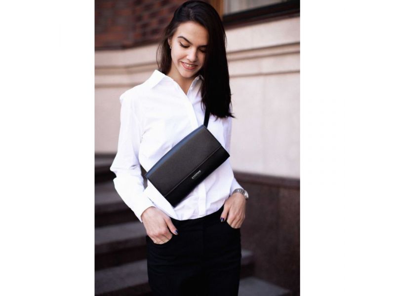 Женская кожаная сумка-трансформер черная Blackwood, фото 10