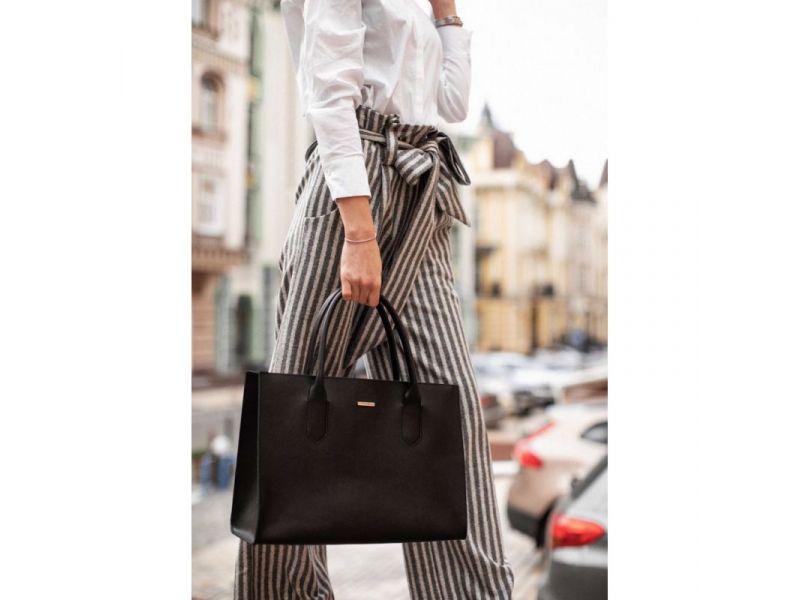 Кожаная женская сумка Шоппер черная Blackwood, фото 7