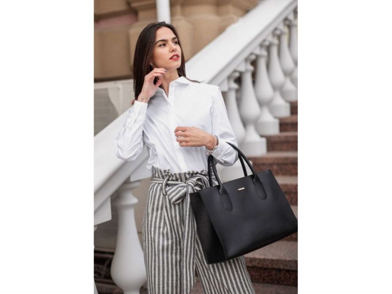 Кожаная женская сумка Шоппер черная Blackwood, фото 9