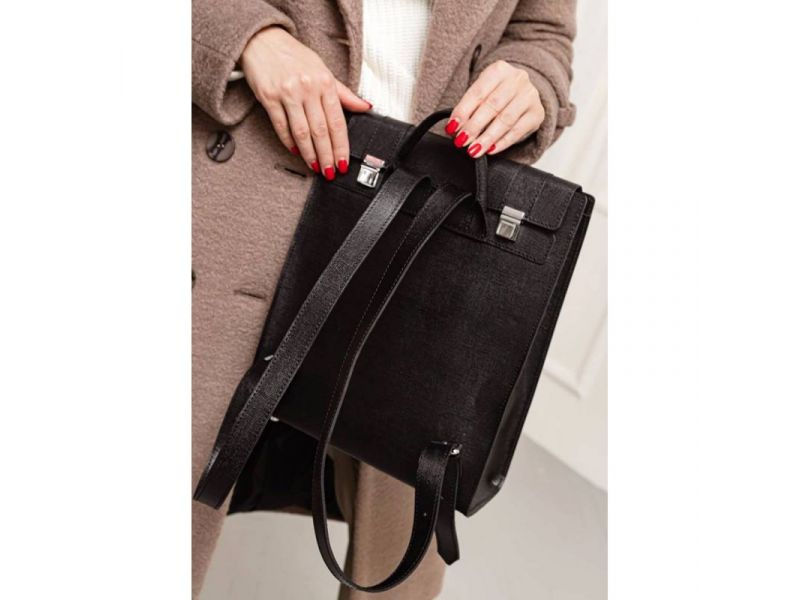 Женский кожаный черный рюкзак Blackwood, фото 10