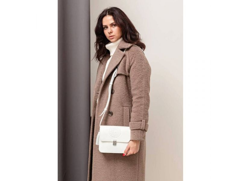 Кожаная женская бохо-сумка Лилу белая, фото 1