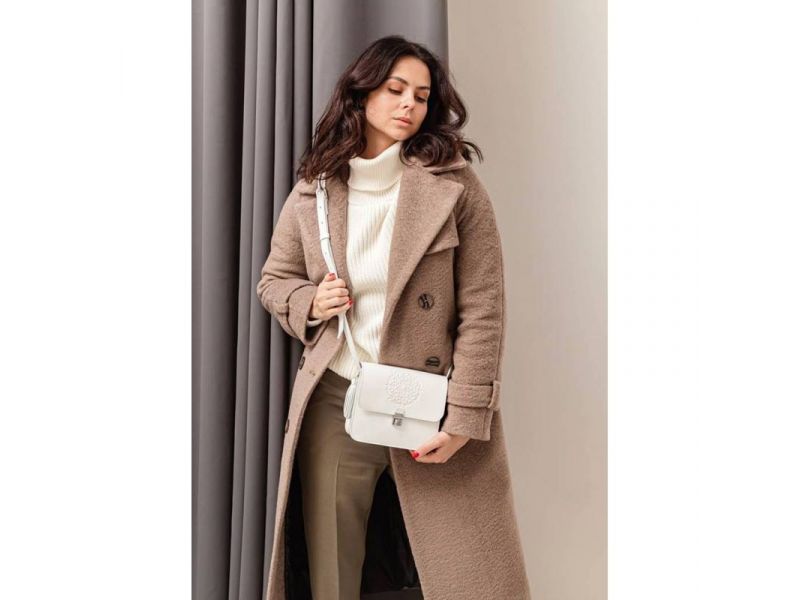 Кожаная женская бохо-сумка Лилу белая, фото 6