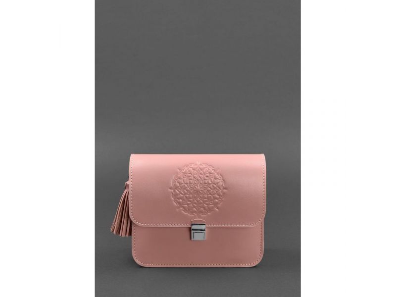 Кожаная женская бохо-сумка Лилу розовая, фото 1