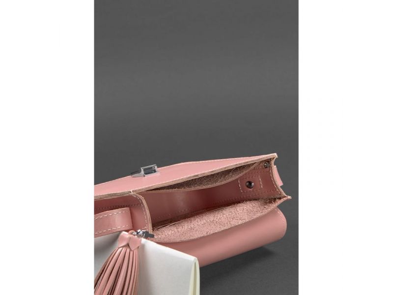 Кожаная женская бохо-сумка Лилу розовая, фото 3
