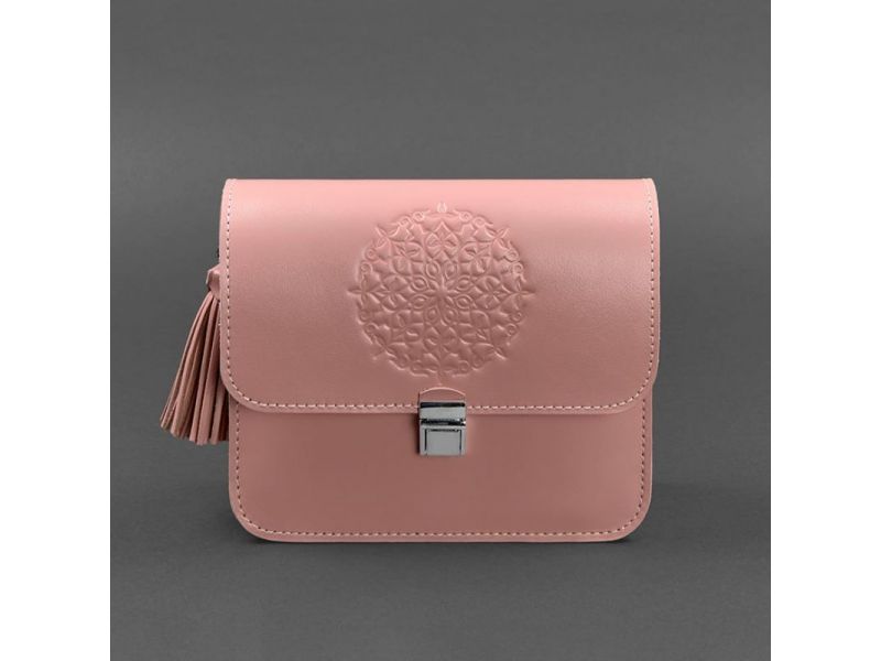 Кожаная женская бохо-сумка Лилу розовая, фото 6