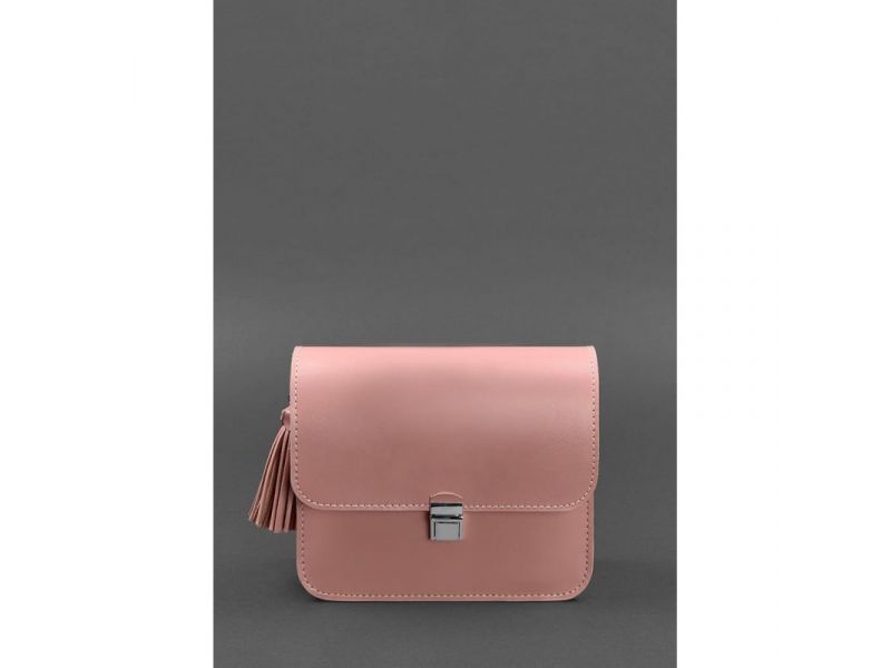 Кожаная женская бохо-сумка Лилу розовая, фото 5