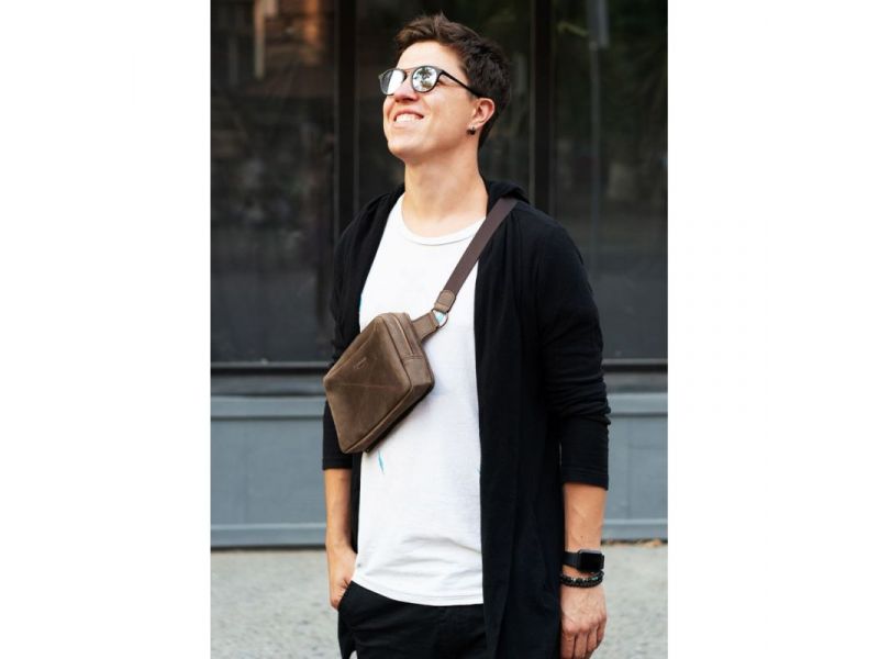 Кожаная поясная сумка Dropbag Maxi темно-коричневый Crazy Horse, фото 8