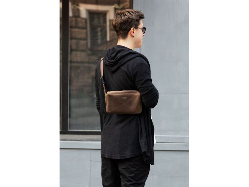 Кожаная поясная сумка Dropbag Maxi темно-коричневый Crazy Horse, фото 9