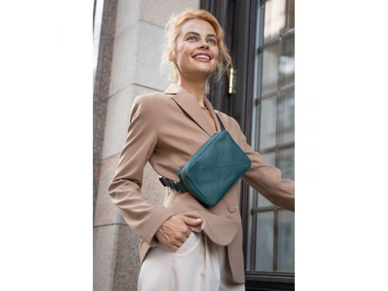 Кожаная поясная сумка Dropbag Mini зеленая, фото 1