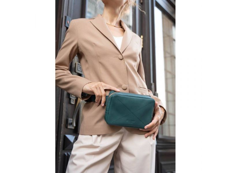 Кожаная поясная сумка Dropbag Mini зеленая, фото 10