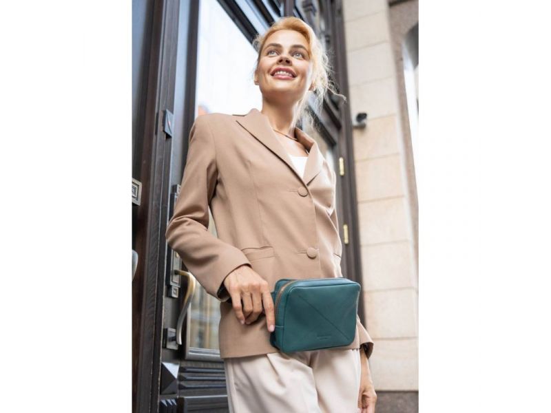 Кожаная поясная сумка Dropbag Mini зеленая, фото 8