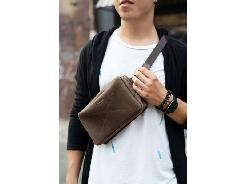 Кожаная поясная сумка Dropbag Maxi темно-коричневый Crazy Horse, фото 1